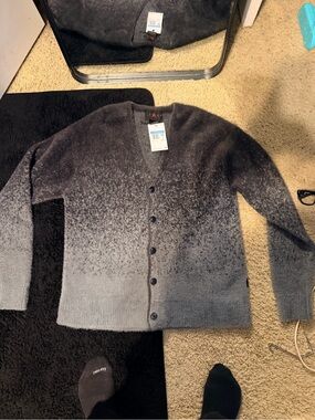 Jordan Men's Ombre Button-Front Cardigan in Black and Gray